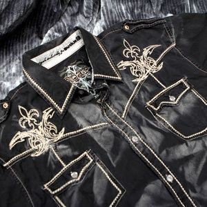 ROAR . Embroidered long sleeve button down shirt